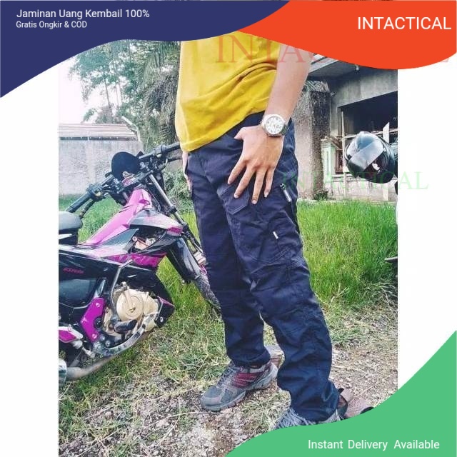 Celana Panjang Pria Biru Dongker  Navy Tactical Blakhawk cowok cargo gunung PdL Brimob TNI POLISI