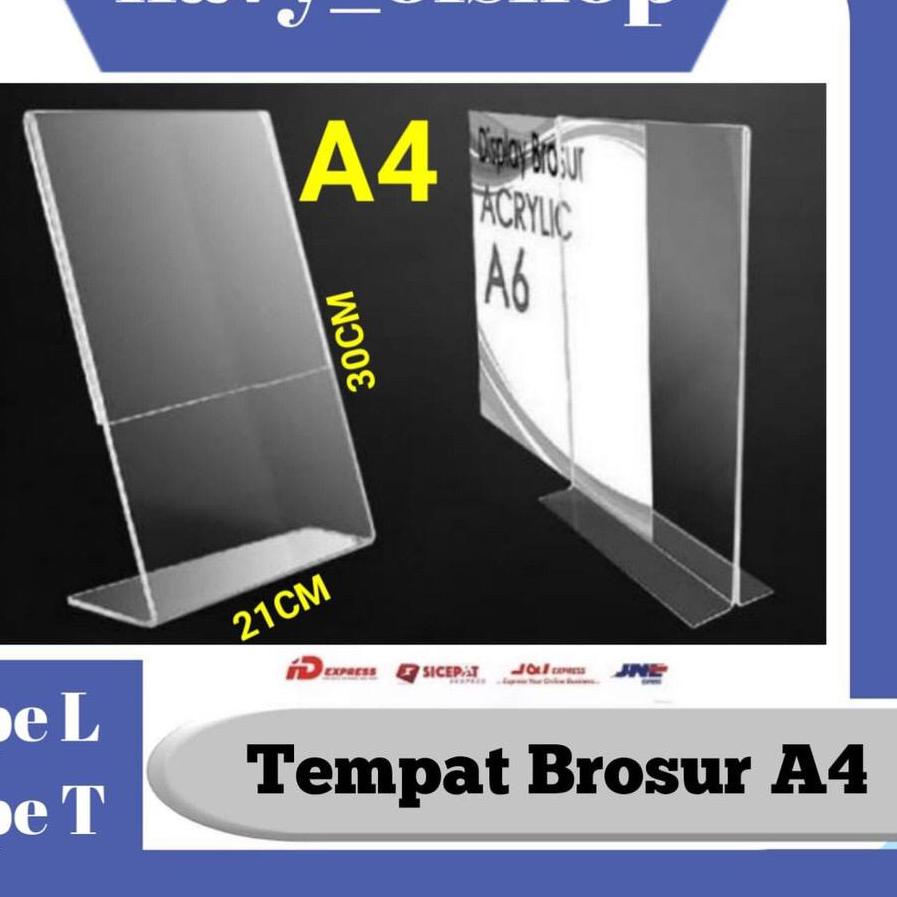 

New TEMPAT BROSUR / TENT HOLDER / TENT CARD AKRILIK DISPLAY UKURAN A4