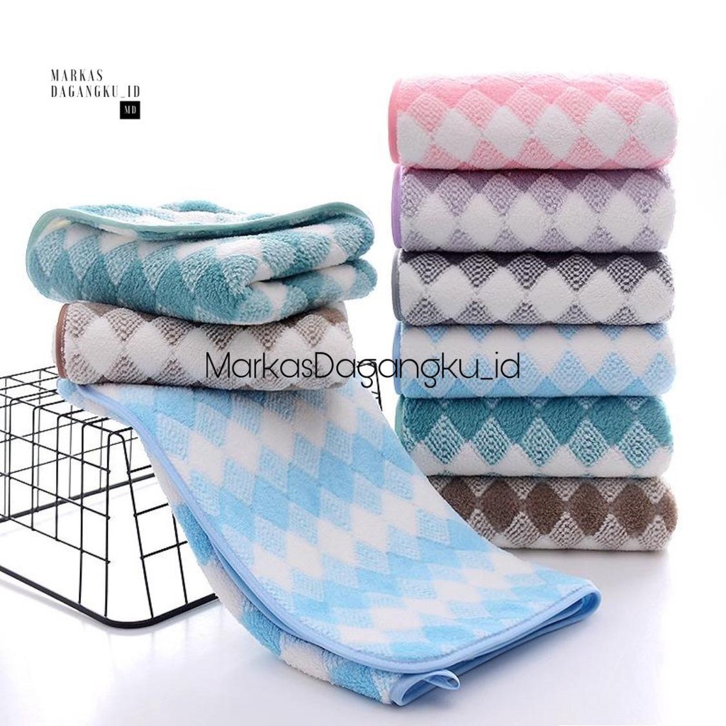 Handuk Mandi Quick Dry Microfiber Bulu Kotak 50x100 Premium Quality