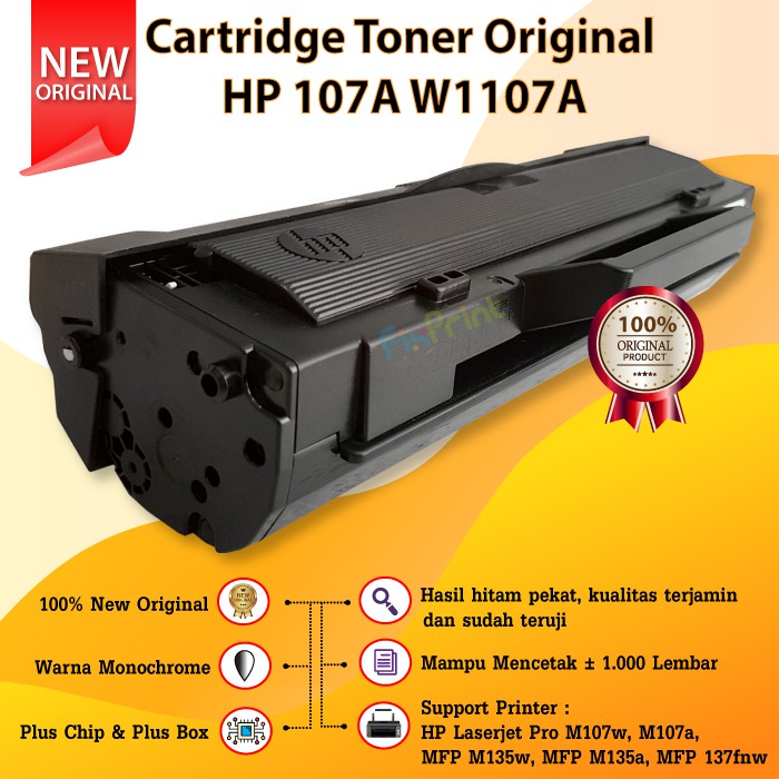 Cartridge Toner Original HP 107A W1107A Printer Laserjet Pro M107w M107a MFP M135w M135a M137fnw