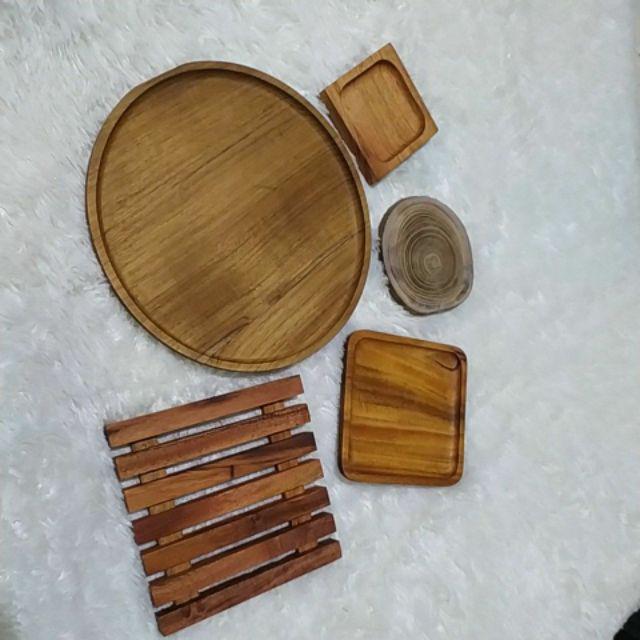 Piring Kayu Jati D. 20cm / Teak Wood Plate