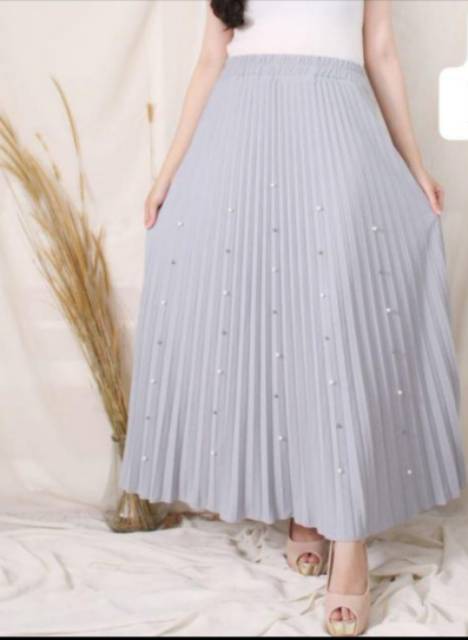 Rok Plisket Mayung Mutiara / Pleated Skirt Pearly