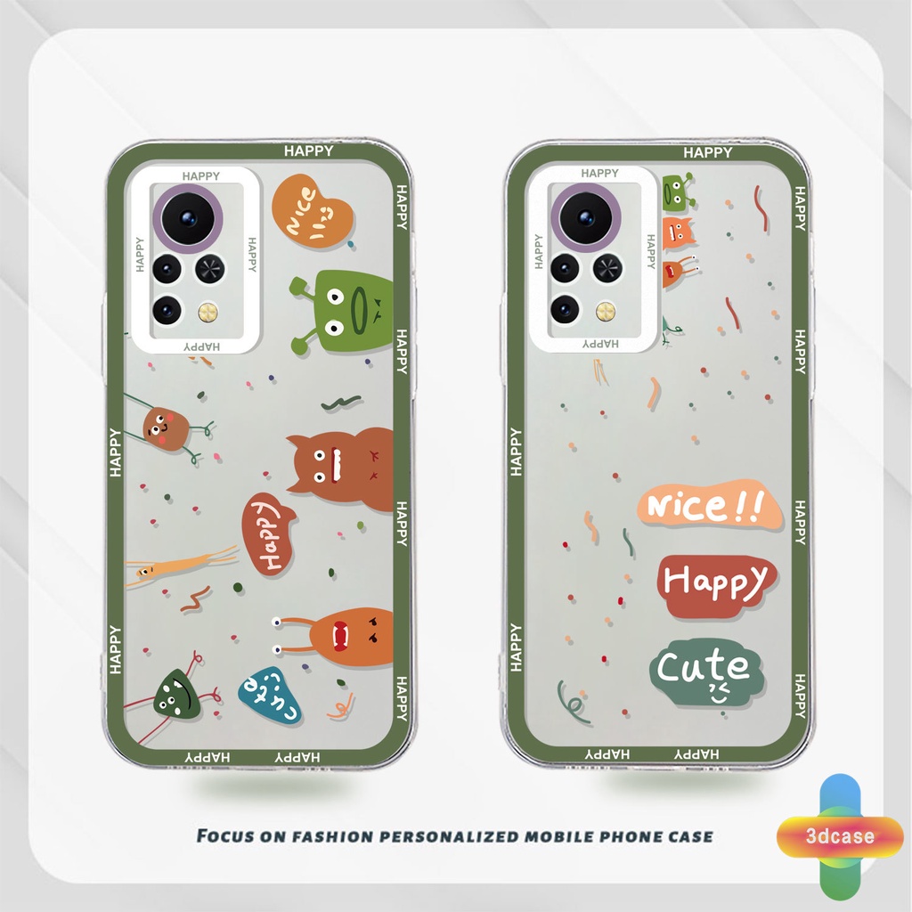 Casing Soft TPU Case Infinix Smart 6 5 4 4C 5 Pro Infinix Hot 10 11 Play 10 10t 10s NFC 10i 9 Pro 10 Lite 11 Plus Hot 9 Play 11 11S NFC Tencno Spark 5 PRO A15 A16 A9 A5 A7 A5S Y12 Y20 Y15S Y21S A12 Cute Cartoon Monster Transparent Phone Case