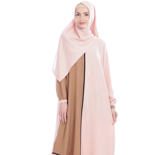 Yanna azwar - dress set hijab pink choco