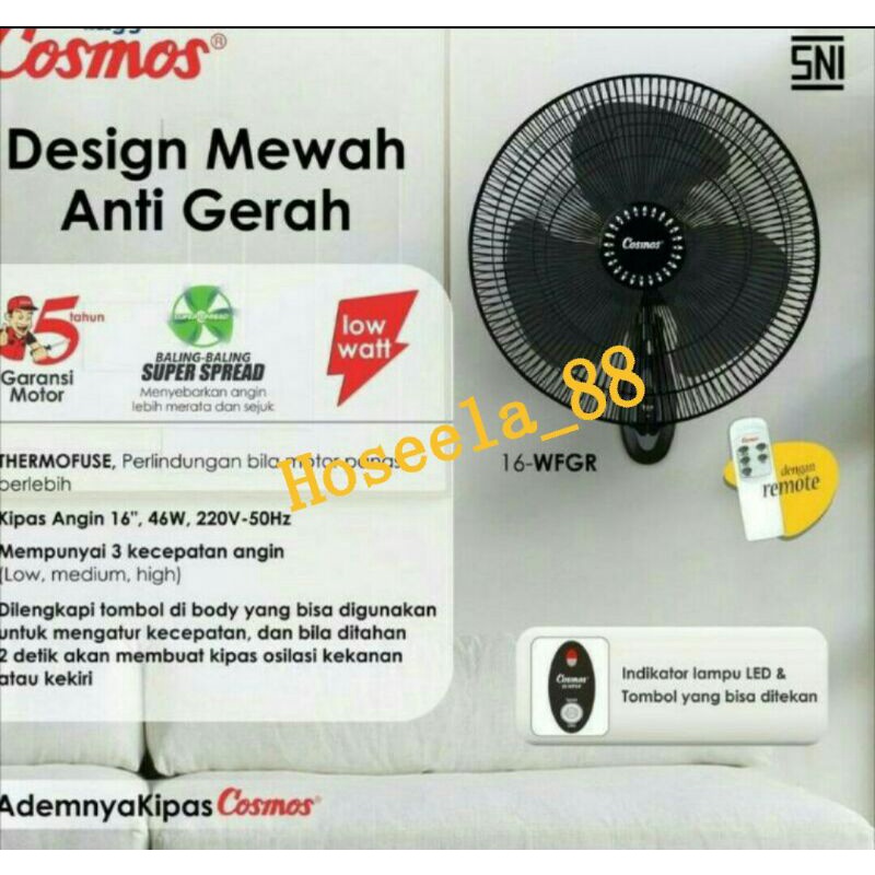 WALL FAN COSMOS 16WFGR REMOTE CONTROL / KIPAS ANGIN REMOT 16-WFGR COSMOS / KIPAS ANGIN TEMBOK COSMOS