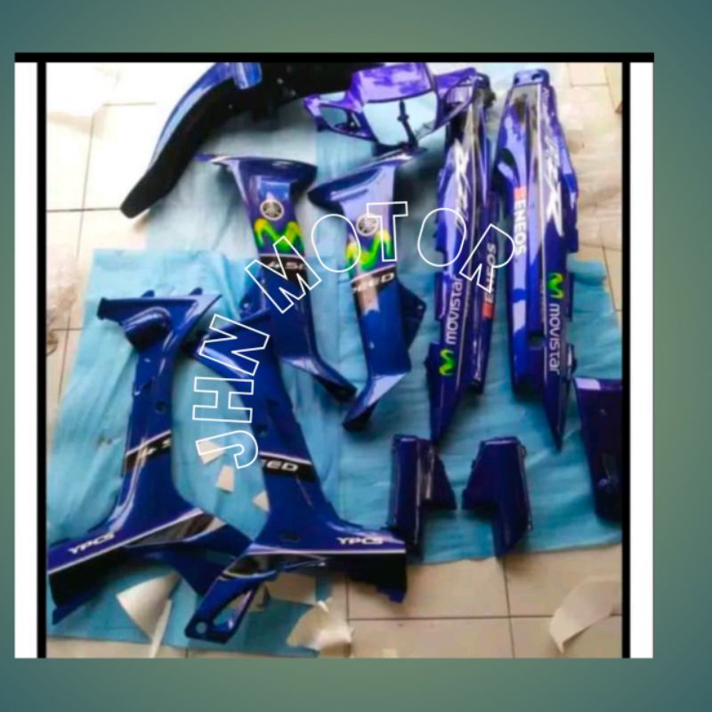 Cover Bodi Full Alus Yamaha Fizr biru movistar