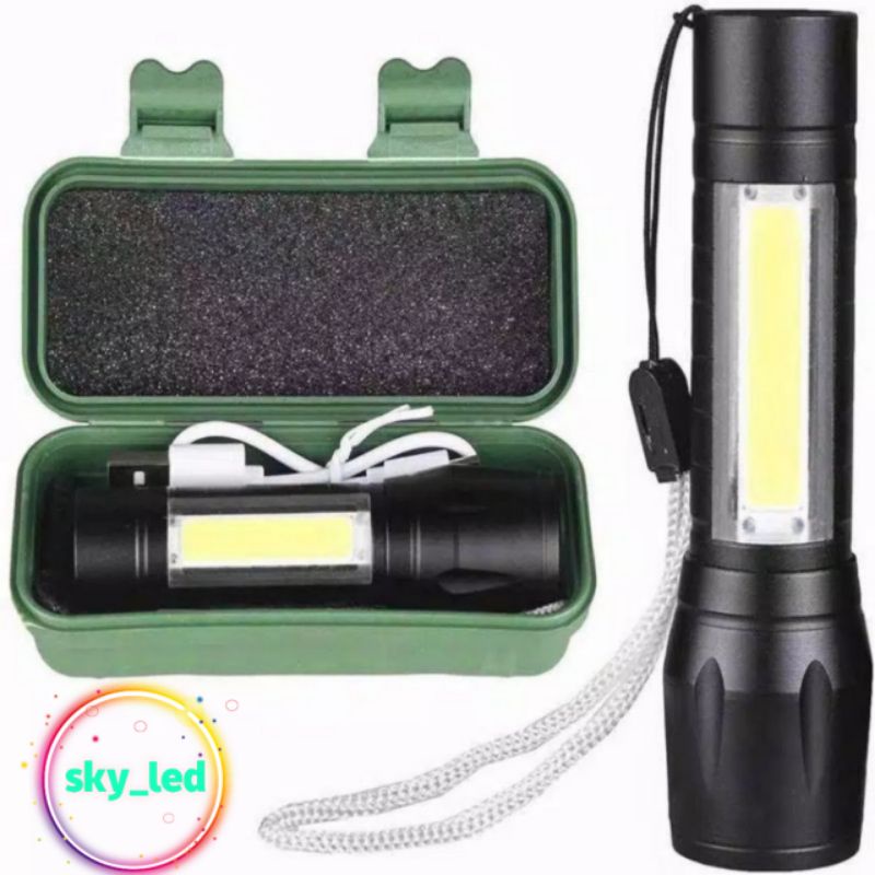 SENTER SWAT MINI LED ZOOM SUPER TERANG SWAT POLICE LIGHT USB COB CHARGER  1000 LUMEN 3 MODE