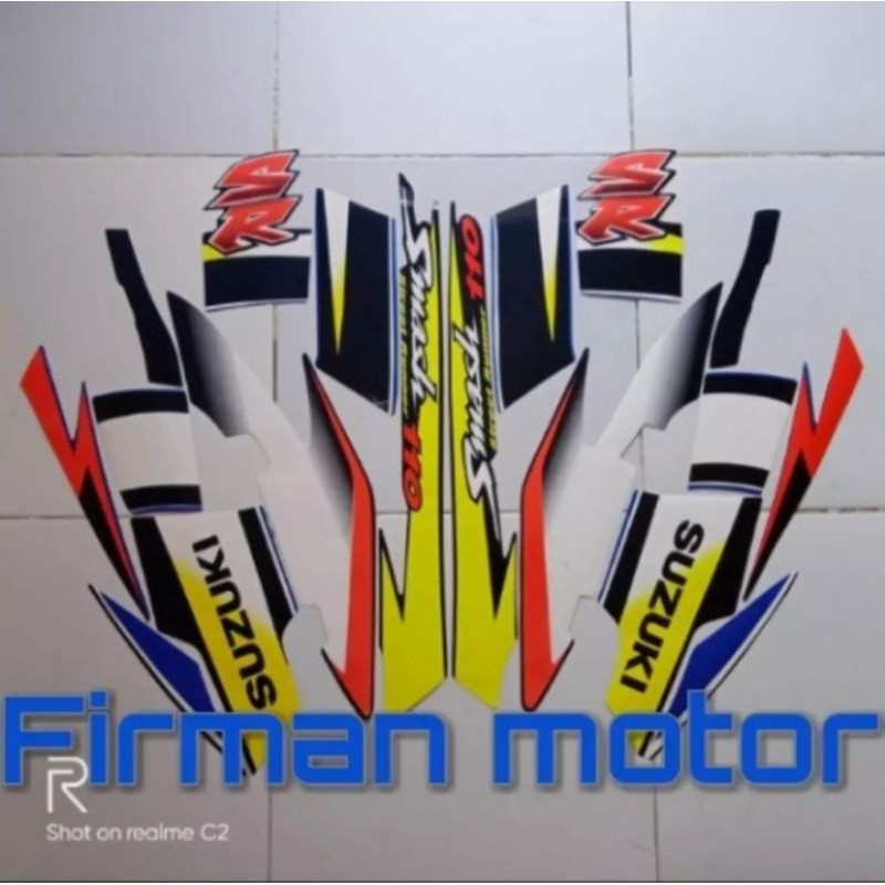 stiker striping list body smash sr 110 biru hitam