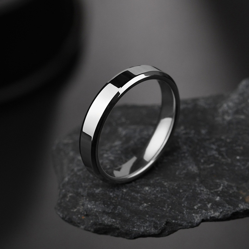 4mm Cincin Yang Dipoles Baja Titanium Sederhana Keren Untuk Fashion Pria dan Wanita