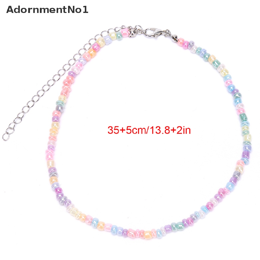 (AdornmentNo1) Kalung Choker Rantai Manik Warna Warni Gaya Boho Untuk Wanita