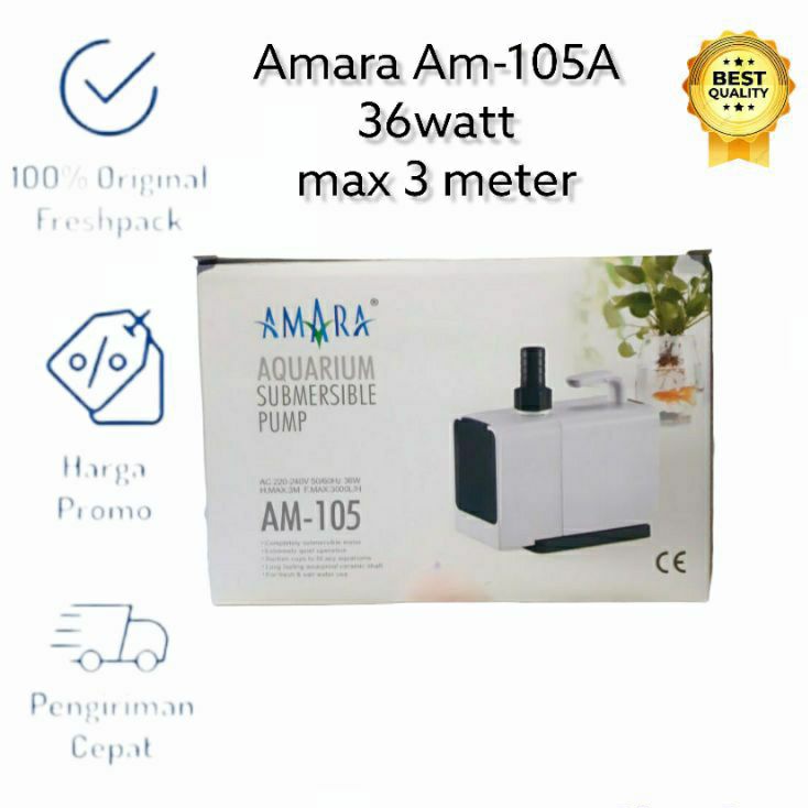 AMARA AM 105 AM105 POMPA AIR CELUP WATER PUMP AQUARIUM KOLAM IKAN HIDROPONIK LOW WATT