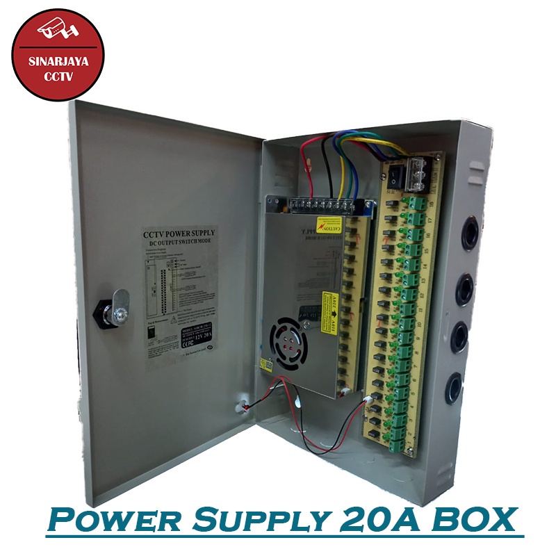 Power Supply Cctv 12V 20A-30A BOX Panel 18Chanel