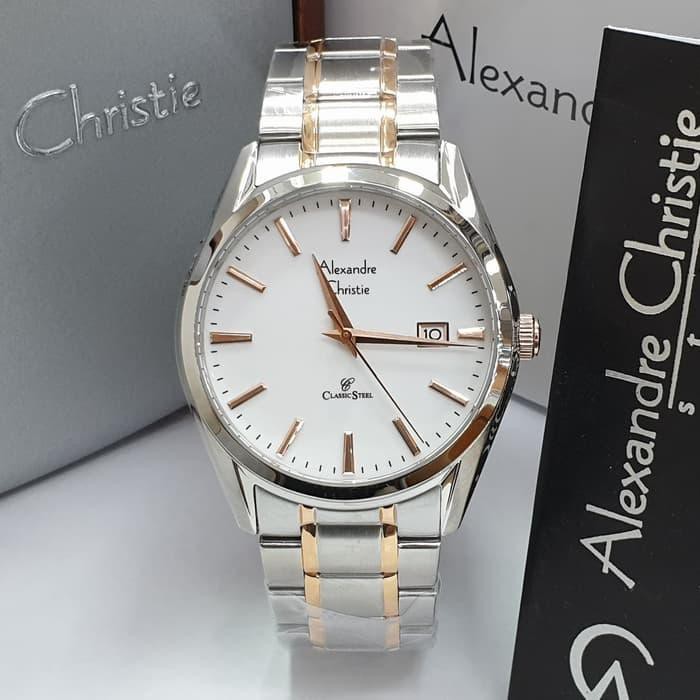 Alexandre Christie AC 8554 Silver Rose Gold Jam Alexandre Christie AC8554 Original