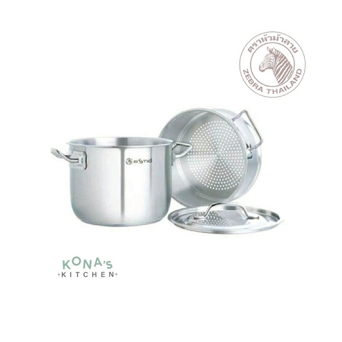 Zebra Sauce Pot Estio Pro 22 Cm High+Steamer (163750) / Panci Stainles
