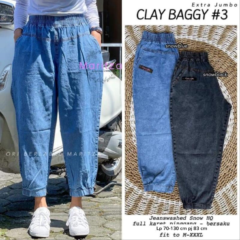 BIG SIZE CLAY BAGGY JEANS WASH BB 85-100 KG