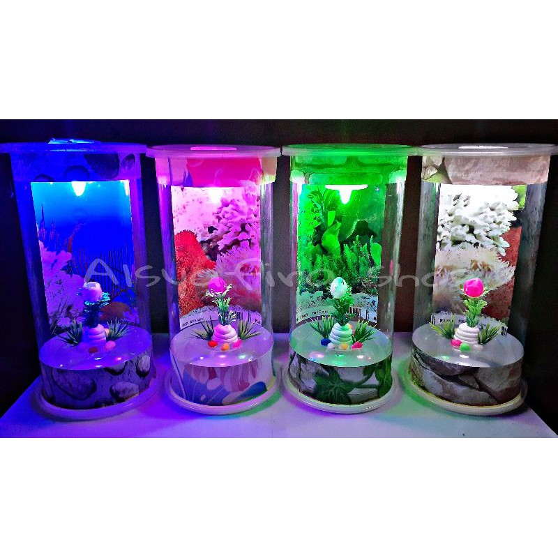 (COD) Aquarium mika tabung sedang/Aquarium ikan cupang/aquarium unik