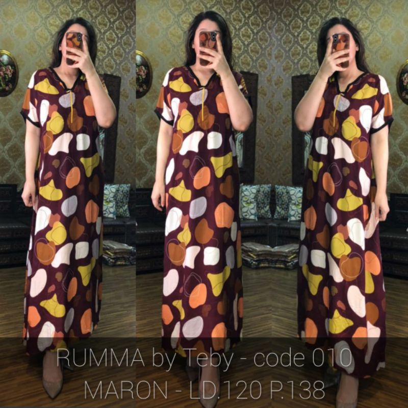 Daster Arab TEBY RUMA Series Dress Rayon Super Originanal Best Seller-Ruma 010 Maron