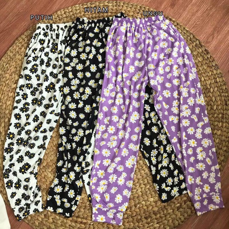 DAISY JOGGER PANTS, LILAC, BLACK, WHITE, CELANA HARIAN, CELANA JOGGER, CELANA WANITA LILAC