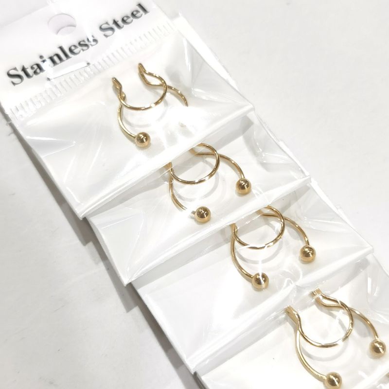 Anting Hidung 12 Pcs Stainless Steel Anti Karat