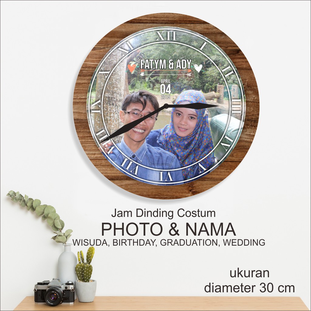 IDE378- Jam dinidng Custom Foto&amp;nama Wisuda Wedding Gradution Birthday