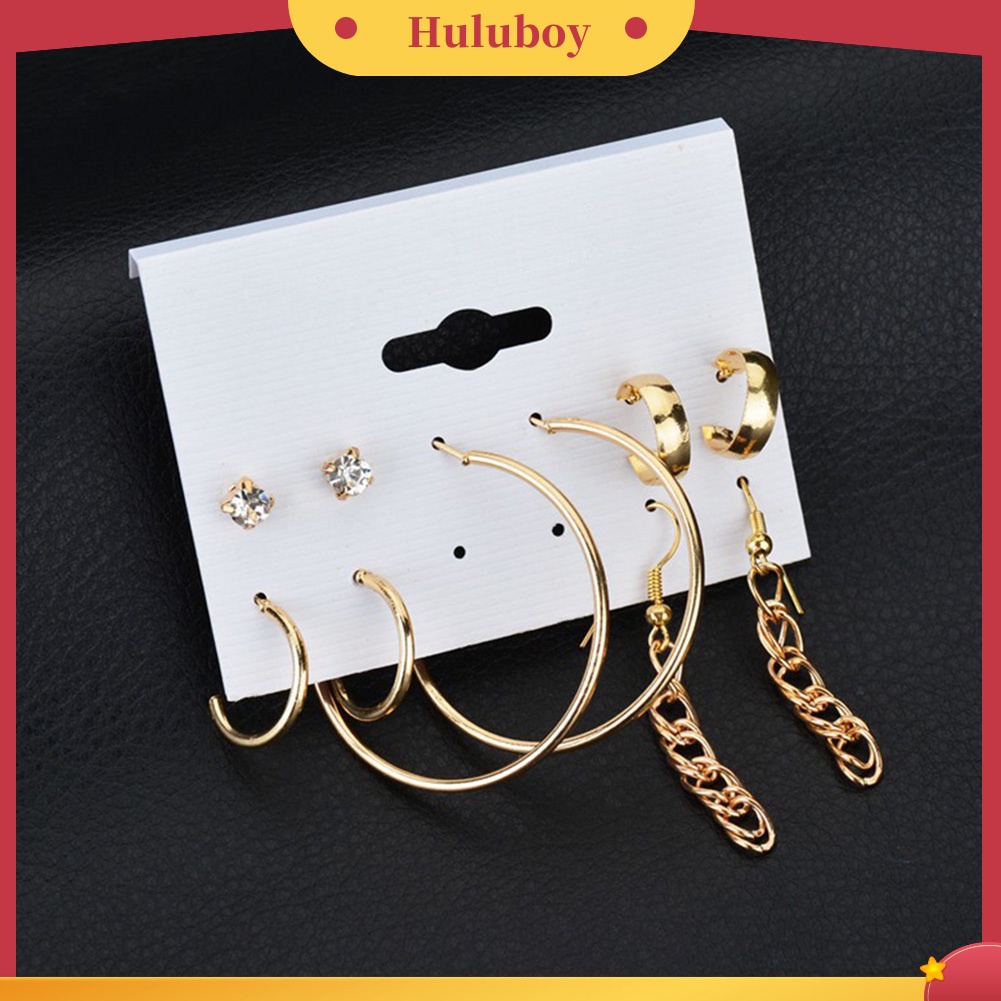 Hu Hu Hu Hu Hu Alat Bantu Pasang Kacamata♡ Set Anting Tusukkait Gantung Wanita Hias Berlian Imitasi Berkilau Untuk Hadiah