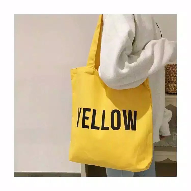 BLACK YELLOW PINK WHITE Tote Bag Totebag Murah Meriah