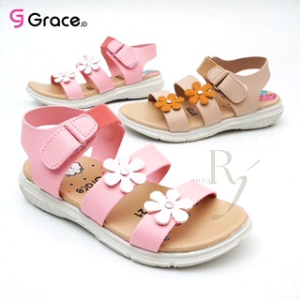 GRACE [MUSE LET BAN 2 - 502] Sandal Anak Perempuan BT/ Sendal Let Bunga Anak Perempuan/ Sandal Selop Tali Belakang Cewek