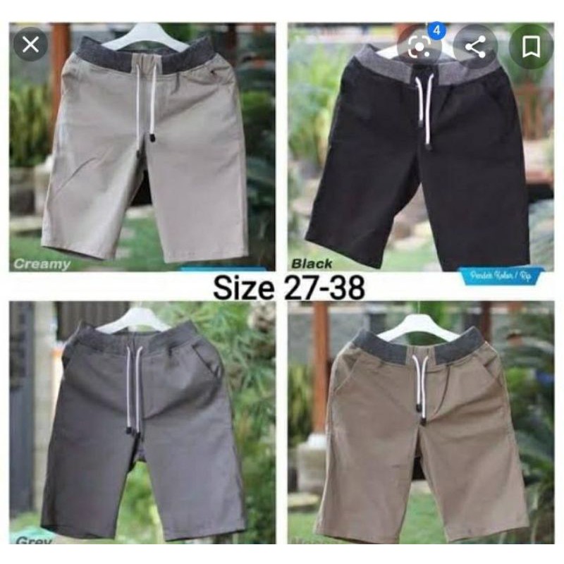 Celana Pendek Pria Cowok Chino Rip Karet Pinggang Kolor Chinos Katun Combed | Celana Chinos Murah