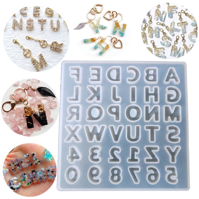 Glitter 255PCS Alphabet Resin Molds Reversed Letter Number Silicone Resin Molds Epoxy