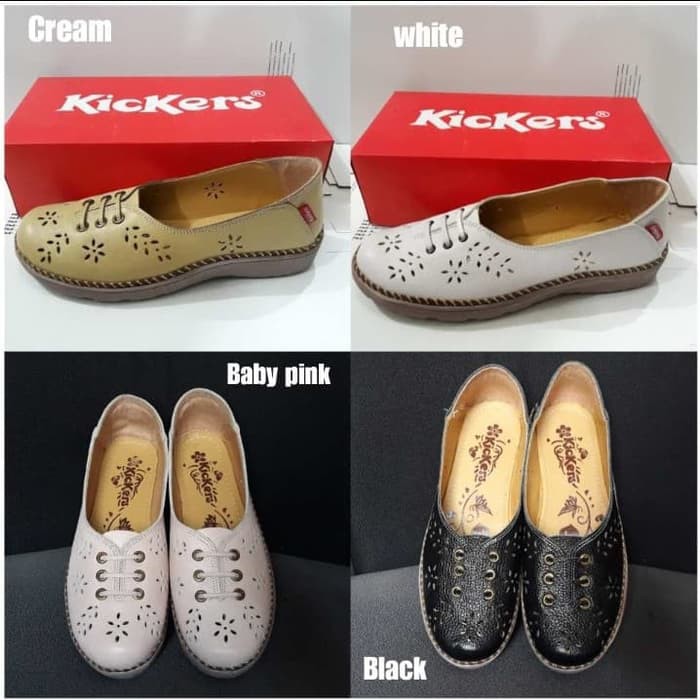 sepatu pantofel wanita kickers kulit asli