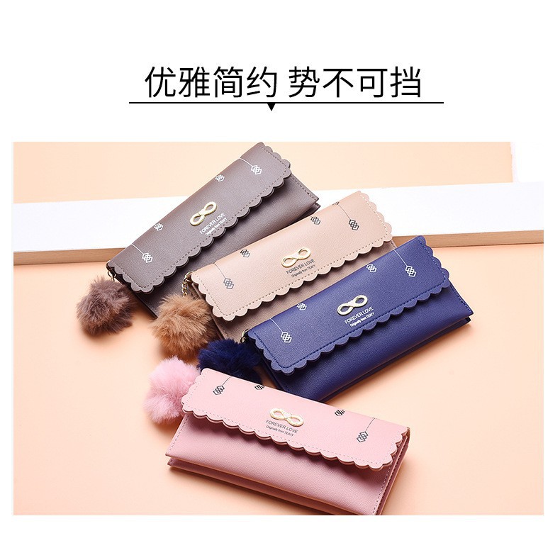 *ALIBABA* Dompet Lipat Panjang Tipis Wanita / free pom pom cantik