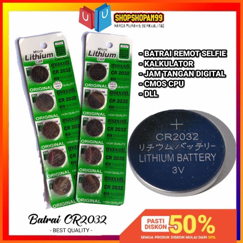 Battery CR2032 / BATRAI TOMSIS / BATEREI KALKULATOR JAM TANGAN / cr2032 / batere CR2032 / CR 2032 / baterai CMOS