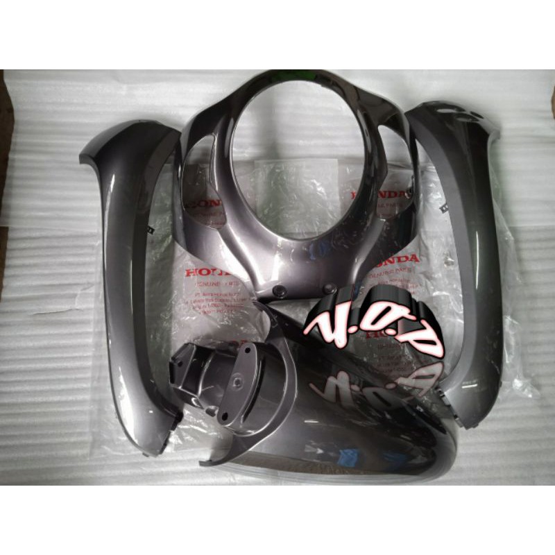Paketan cover body depan scoopy new r12 K2F thn 2020 2021 abu abu grey original sporty black