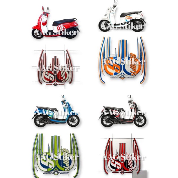 Striping Lis Les Polet Stiker full set body motor Honda scoopy sporty 2015