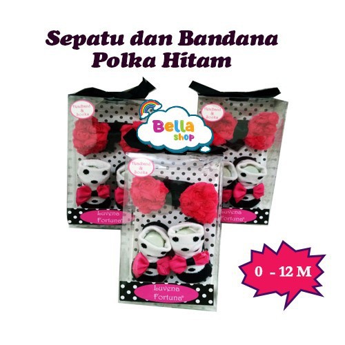 Luvena Fortuna Sock &amp; Headband Baby Gift Set Kado Bandana dan Kaos Kaki Bayi 0-6 Months - BELLA SHOP