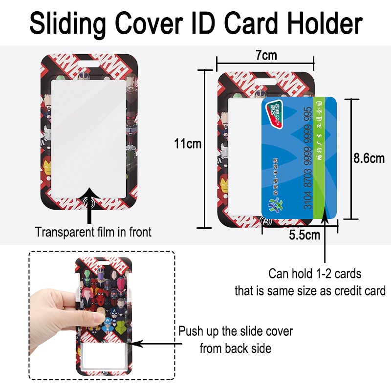 Marvel Case Holder Kartu ID + Tali Lanyard Anti Jatuh Dengan Tombol Dapat Dilepas