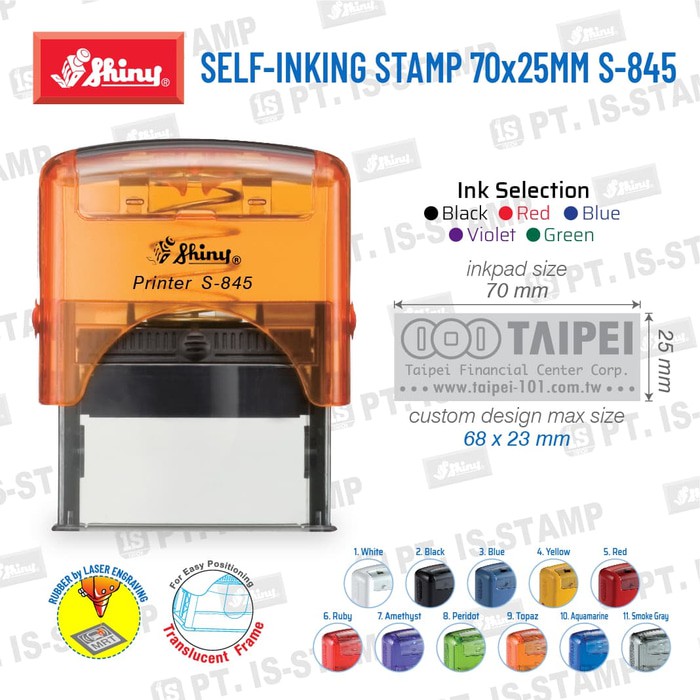 

Unik Shiny Self Inking Stamp 70x25mm S 845 Berkualitas