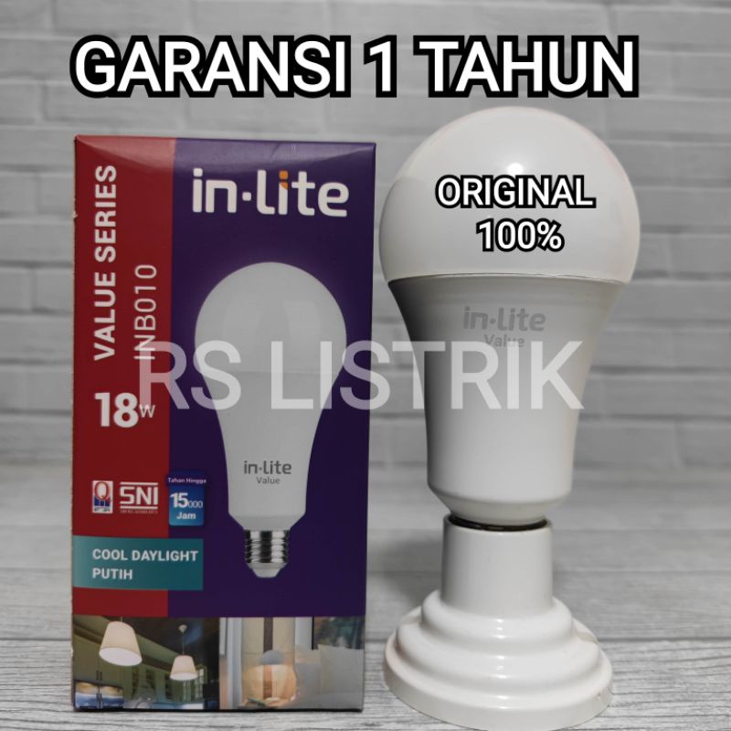 IN-LITE LAMPU LED BULB VALUE 18W 18 WATT INB010 CAHAYA PUTIH 6500K COOL DAYLIGHT