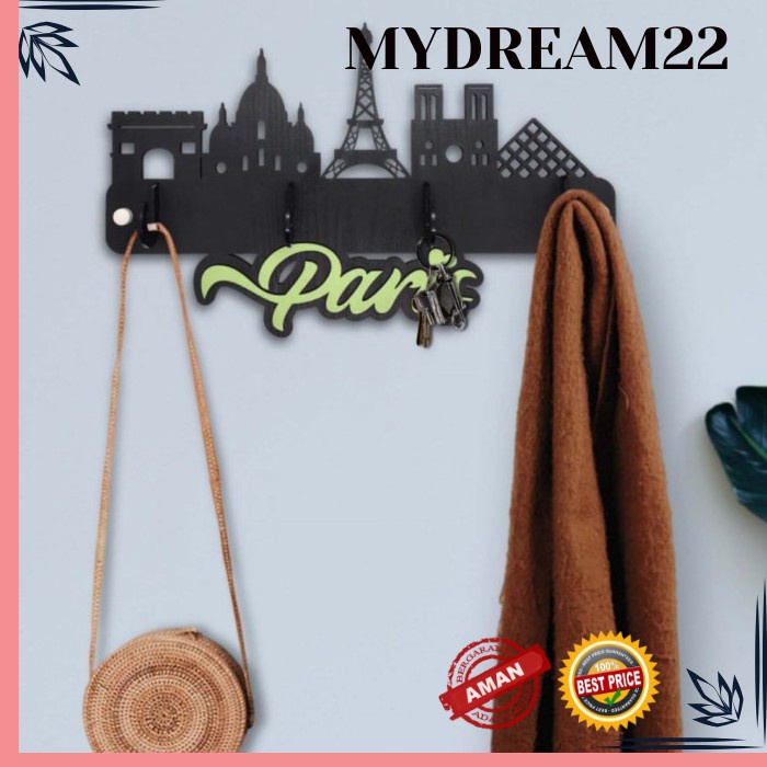 RAK GANTUNG RAK DINDING RAK KINBAR RAK GANTUNG SERBAGUNA RAK DINDING MOTIF PARIS ( dengan 4 buah hoo