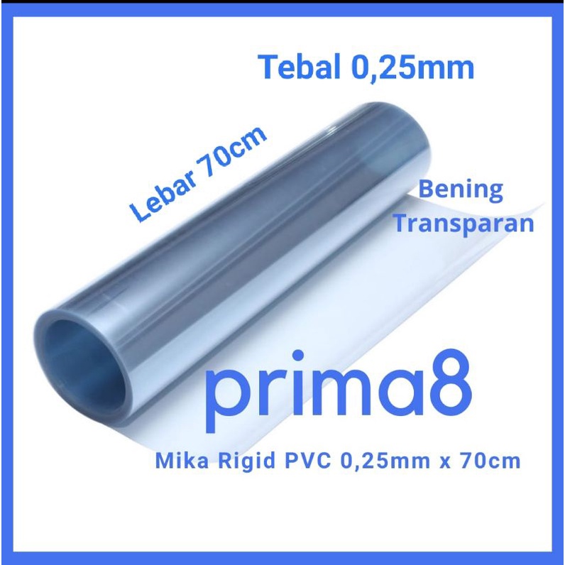 

Plastik Mika Kaku Rigid PVC Bening Tebal 0,25mm Lebar 70cm Mika Hantaran Kotak Seserahan Sourvenir Mika Meteran