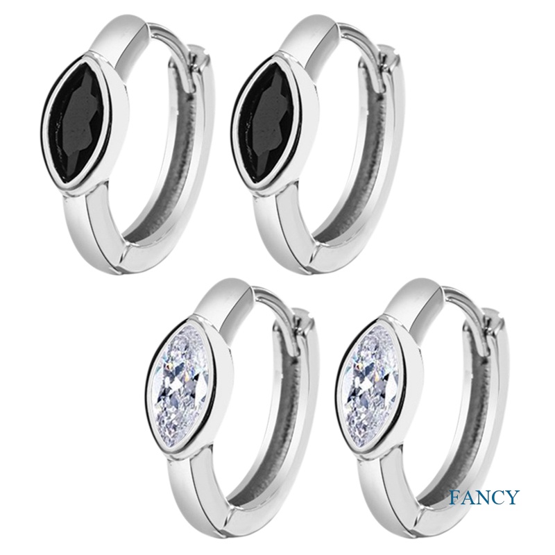 Anting 925 Sterling Silver Bentuk Marquise Aksen Kristal Zircon Untuk Wanita