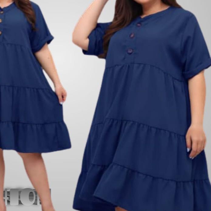 JUNE DRESS MAXI JUMBO REMPEL SUSUN BUMIL BUSUI FRIENDLY 3XL LD 120 POLOS Dress jumbo ld 120 baju ham