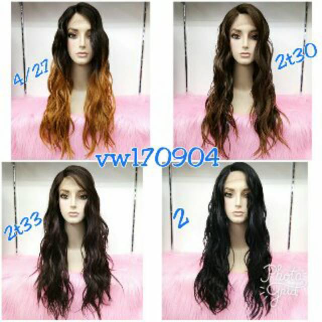 FRONT LACE WIG LACE DEPAN WIG WANITA PANJANG CURLY WAVE WAVY KERITING WIG KOREA RAMBUT ASLI 170904