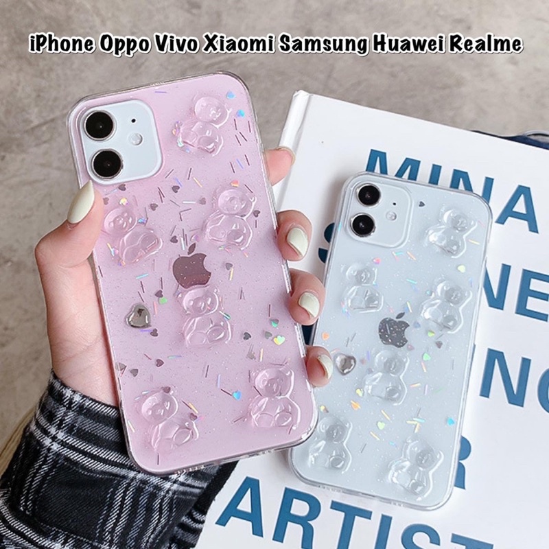 Bears Case 3D ALL PHONE TYPES Oppo A95 Reno 6 5 4 Vivo V23 Y15s X70 pro Samsung a32 a52 a72 M11 A22 m22 m32 m62 Xiaomi Redmi Note 6 7 8 9 10 Realme Iphone 13 12 max