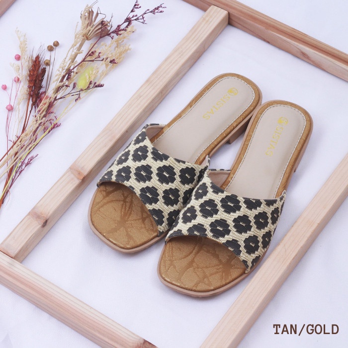 Sandal Sistas Wanita - Ramiris - Tan/Gold, 36 Barang Bagus