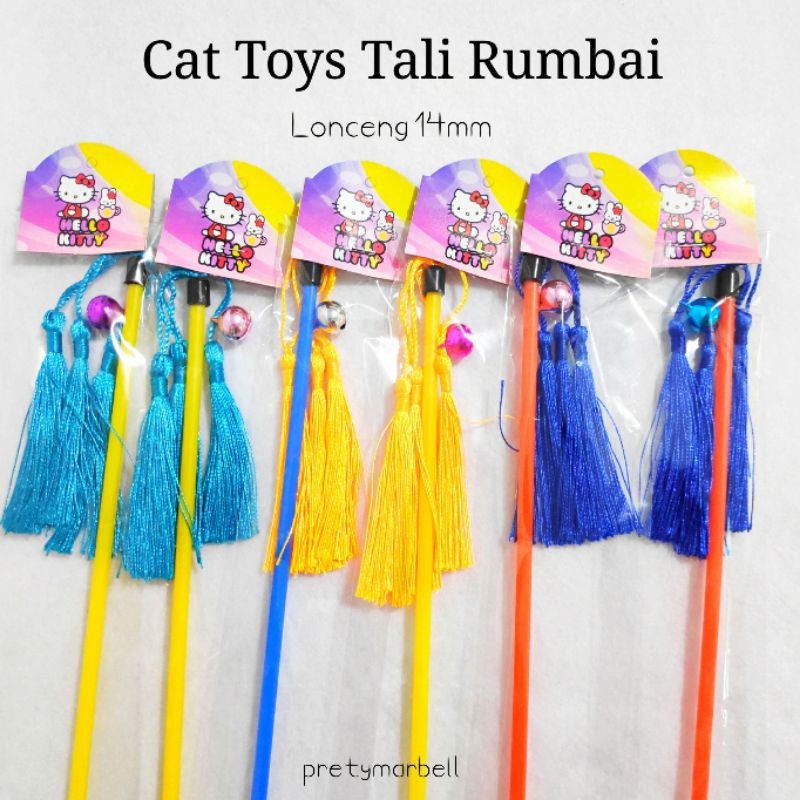 Cat Toys Stick Mainan  Kucing Tali Rumbai Lonceng 14mm