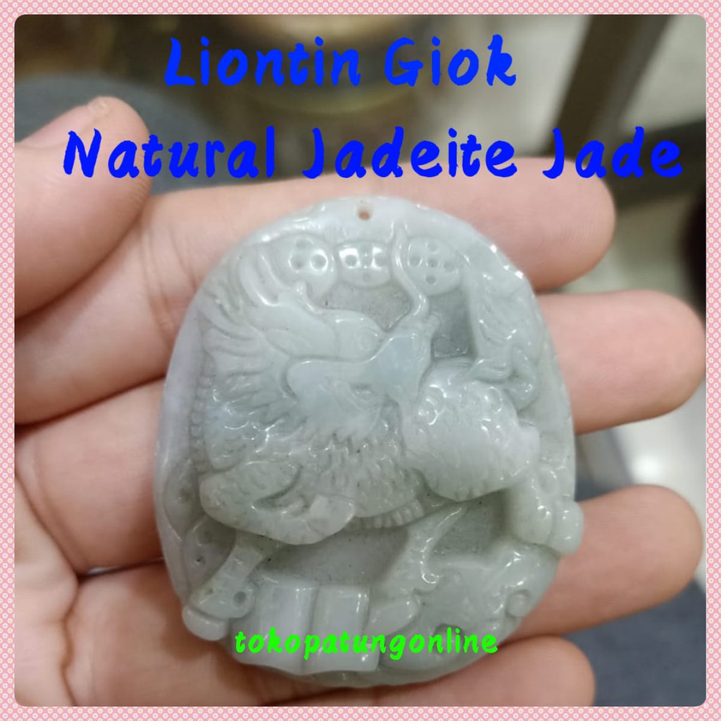 Liontin Giok Chilin Kirin Natural Jadeite Jade