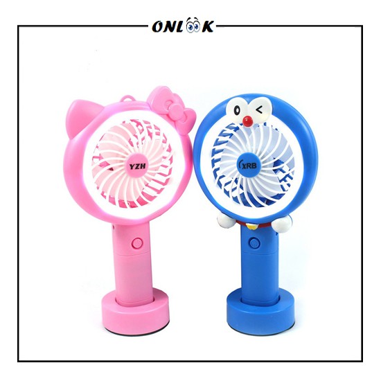 Kipas Angin Tangan Stand Portable Karakter LED SX-109 Mini Handy Fan Character Hello Kitty Doraemon Rechargeable