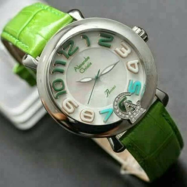 Jam Tangan Wanita Alexandre Christie AC 2391 Silver Green Garansi Resmi 1tahun