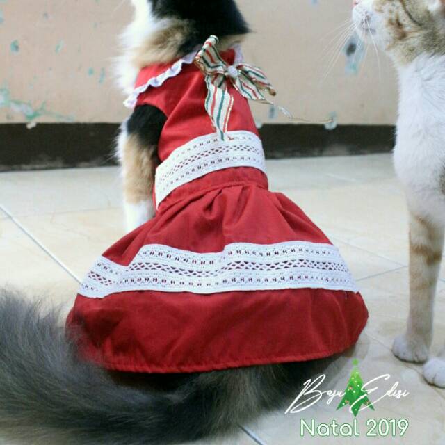 Dress natal lucu untuk kucing dan anjing / baju kucing dan anjing murah size S M L XL